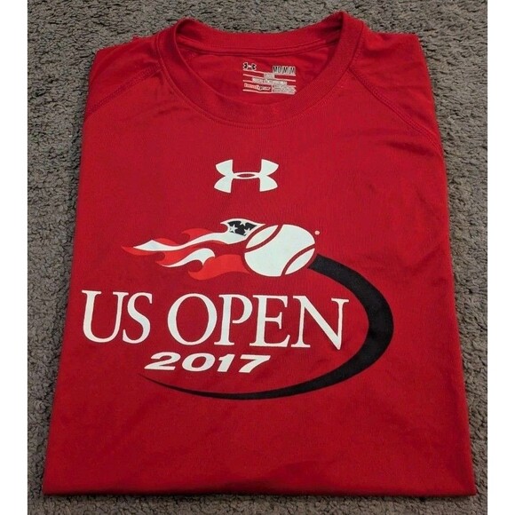 Under Armour 2017 US Open Tennis NYC Red T-Shirt Men's Medium - Picture 1 of 7